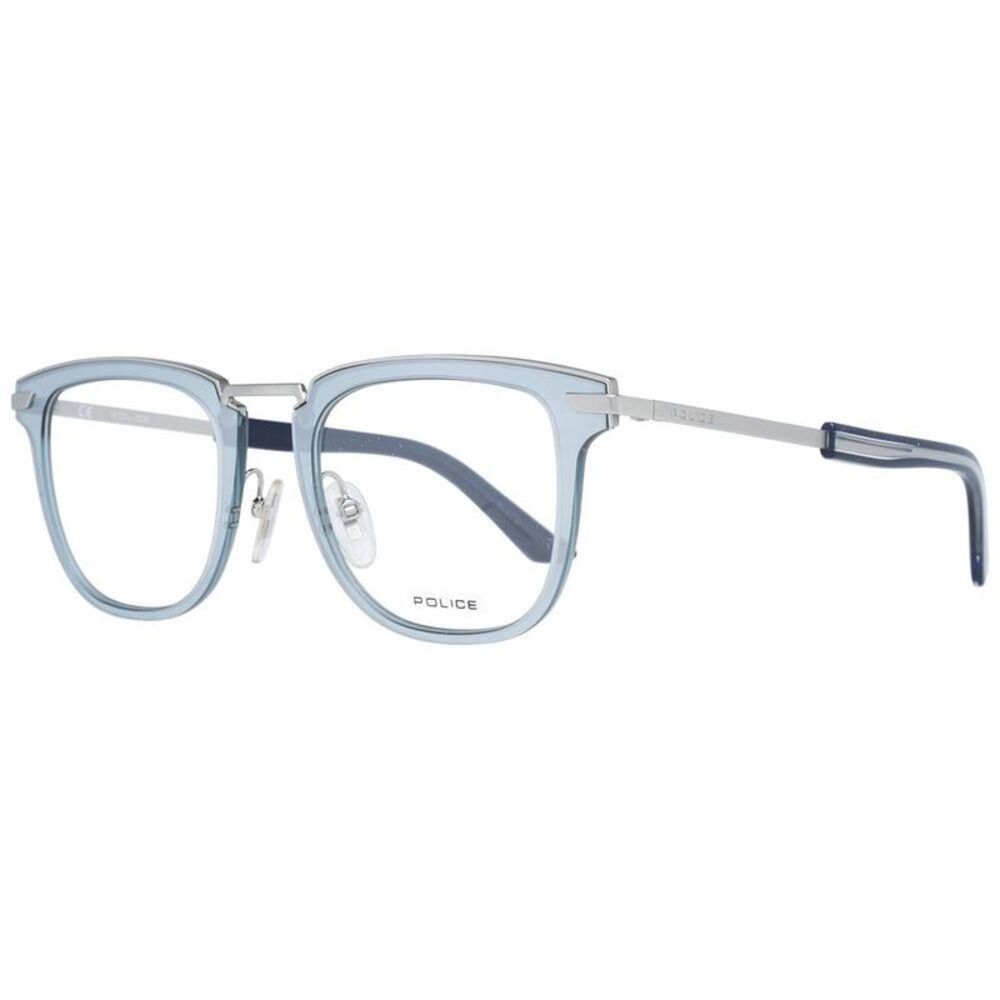 Police PL751J 0568 Light Blue Eyeglae Men Silver Frames For Men